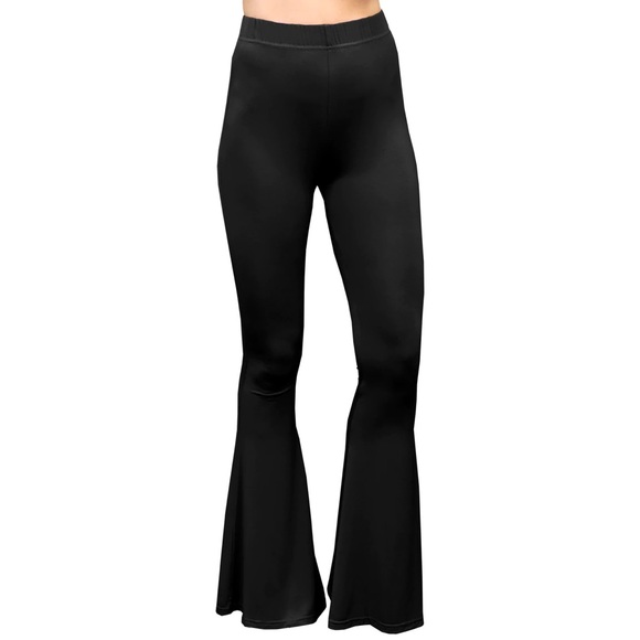Bell bottom pants and crop cami top in solid black - Picture 5 of 9